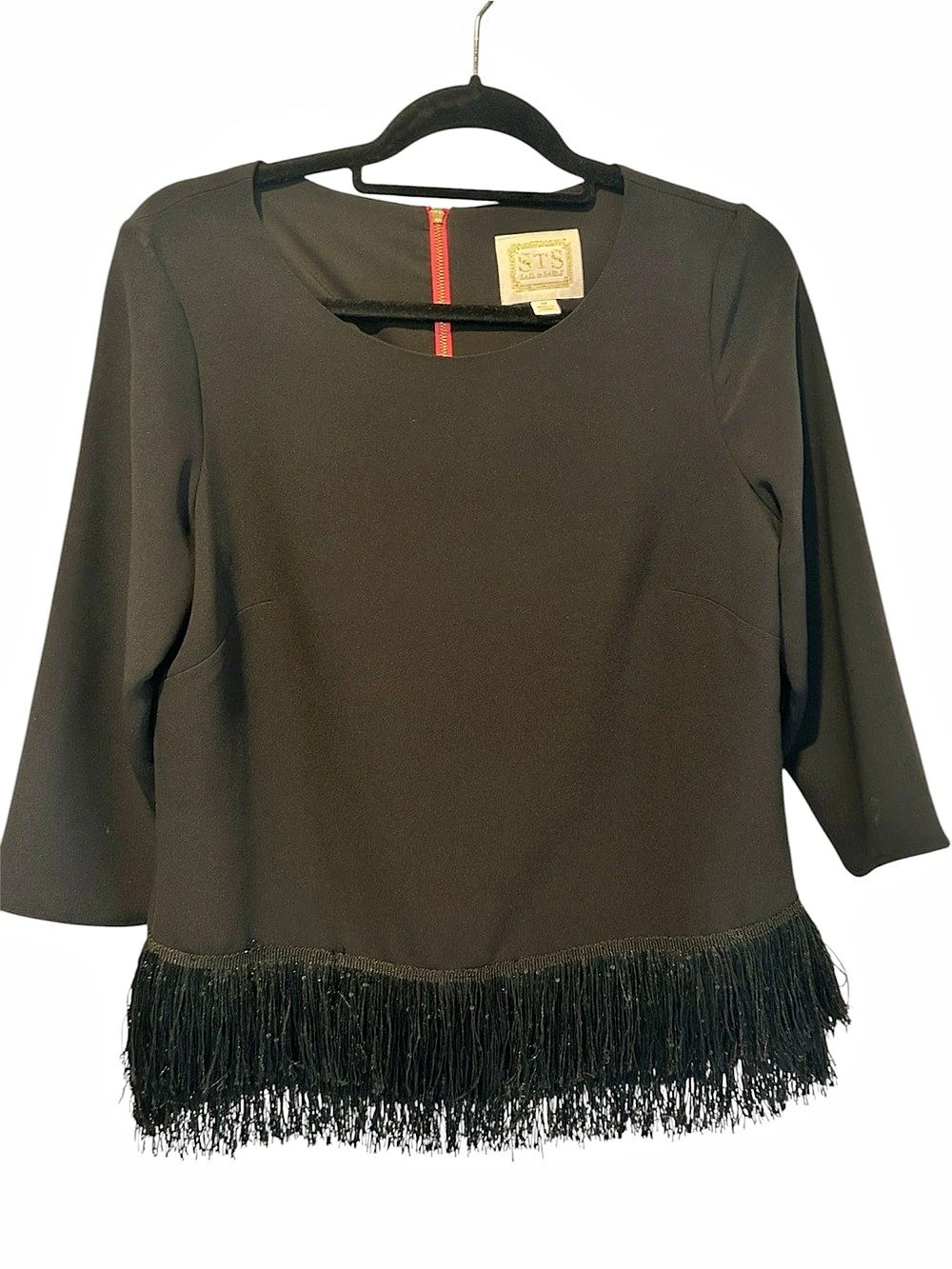 STS Black Fringe Blouse Size Medium
